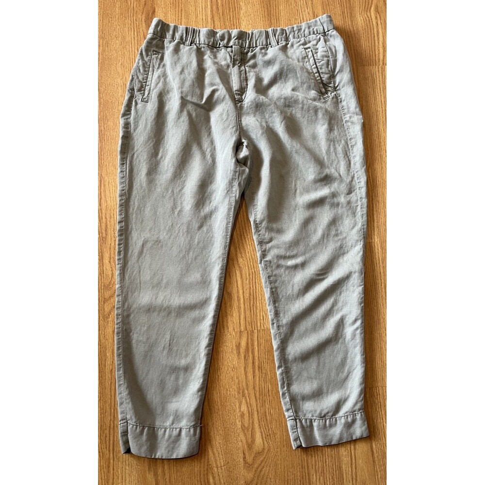 J Crew Gray Linen Lyocell Blend Casual Cropped Pants Size 12